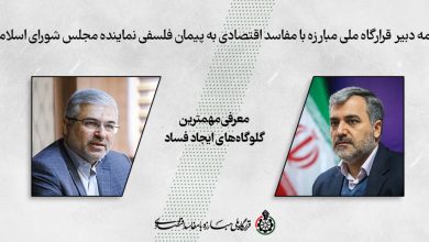 نامه دبیر قرارگاه ملی مبارزه با مفاسد اقتصادی نماینده محترم مردم شریف تهران در مجلس شورای اسلامی پیرامون معرفی مهم ترین گلوگاه های ایجاد فساد